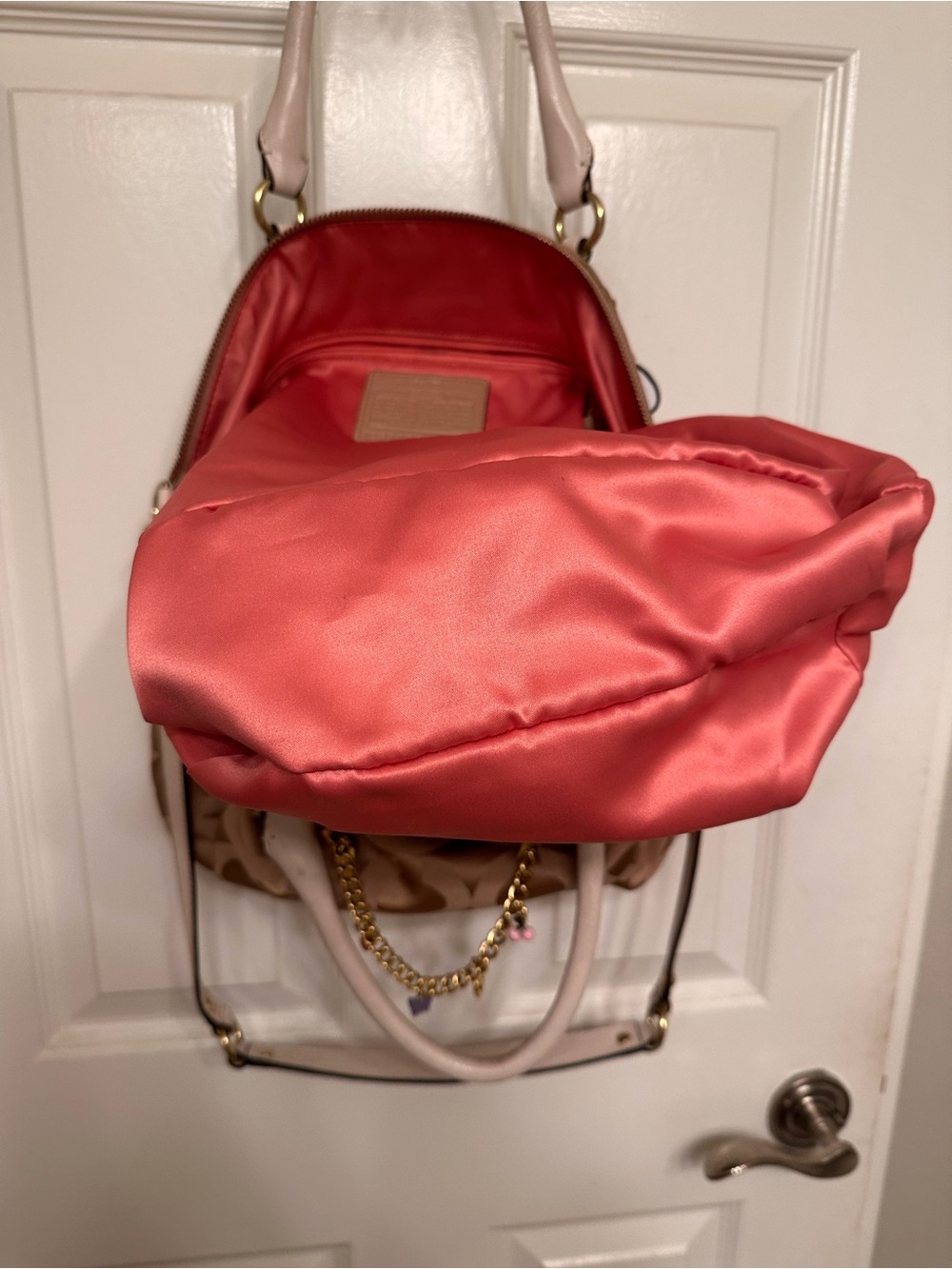 Coach Madison Op Art Tan Signature Shoulder Bag with Gold Hardware - Picture 5 of 10